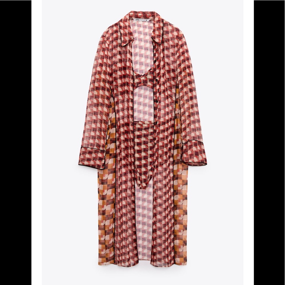 ZARA 3 PCs Geometric Print Tunic With Bralette & Panties - Picture 7 of 7